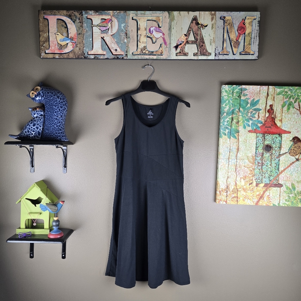 Prana Seamed Black Mini Dress Size Medium